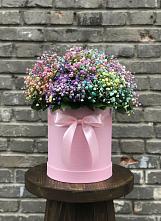 Цветочная композиция из Гипсофила и Розы в шляпной коробке #REPLACE_PRED# Темникове