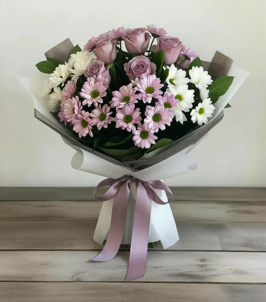 Букет цветов из: Хризантемы и Розы в Темникове