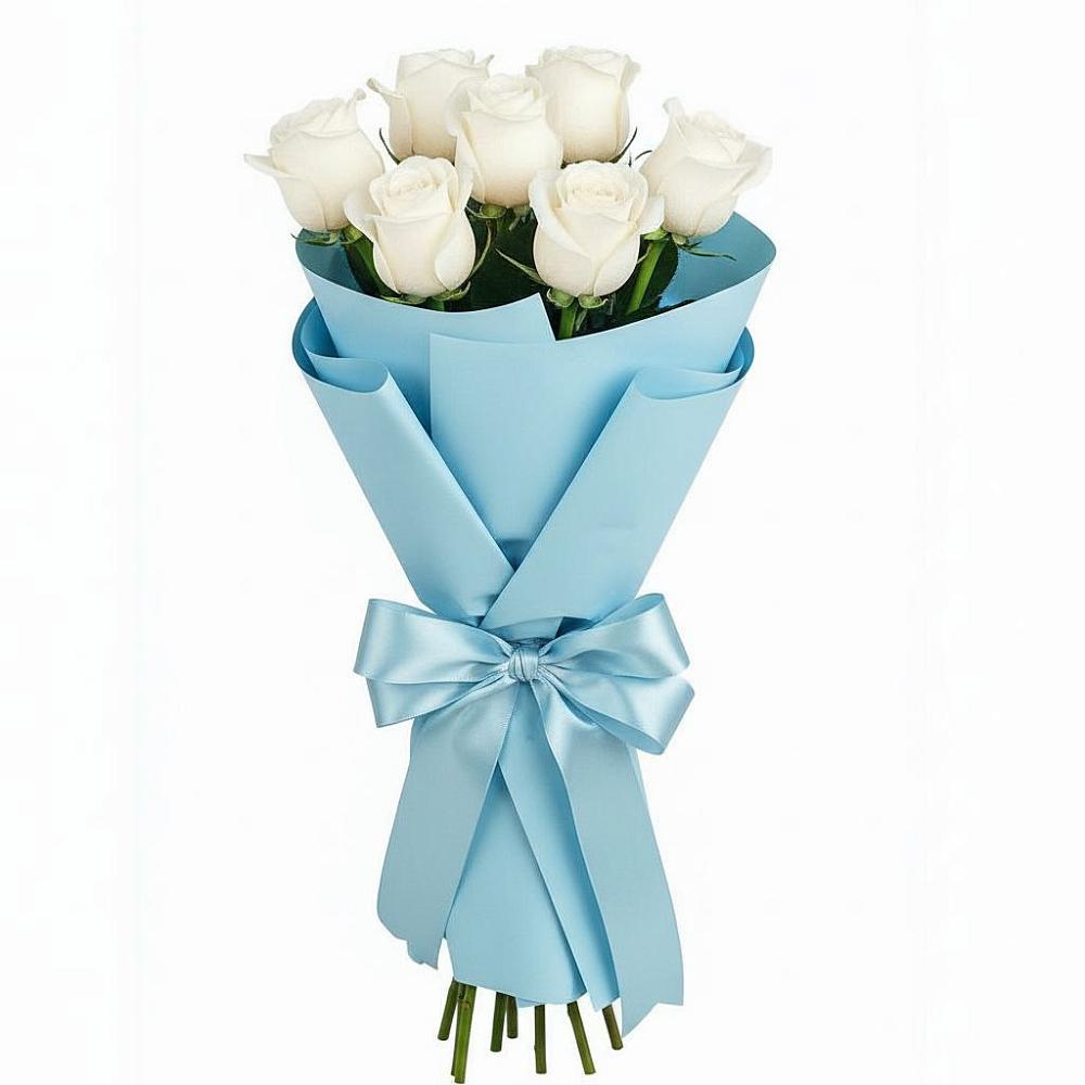 Букет 7 белых роз Проуд в Темникове