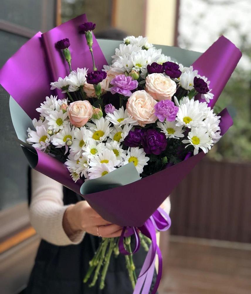 Букет цветов из: Хризантемы, Гвоздики и Розы в Темникове