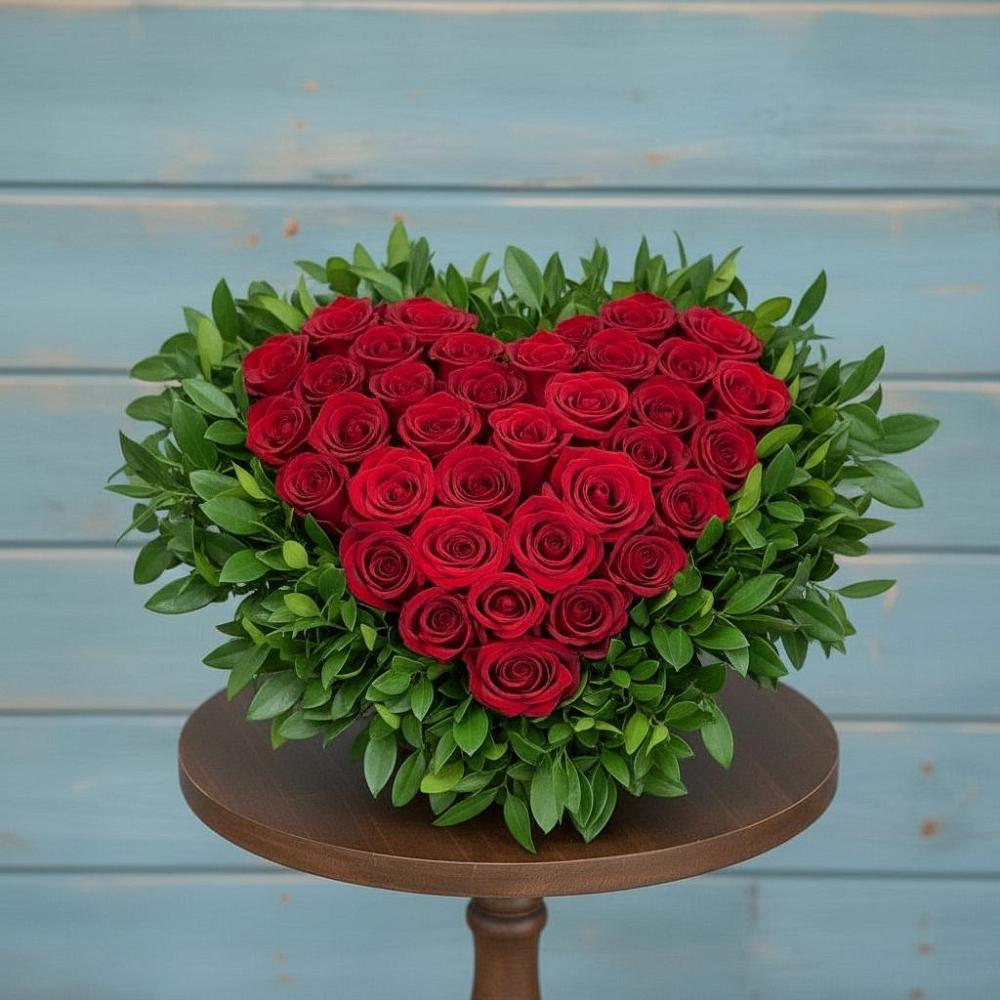 Цветочная композиция из Розы в виде сердца в Темникове