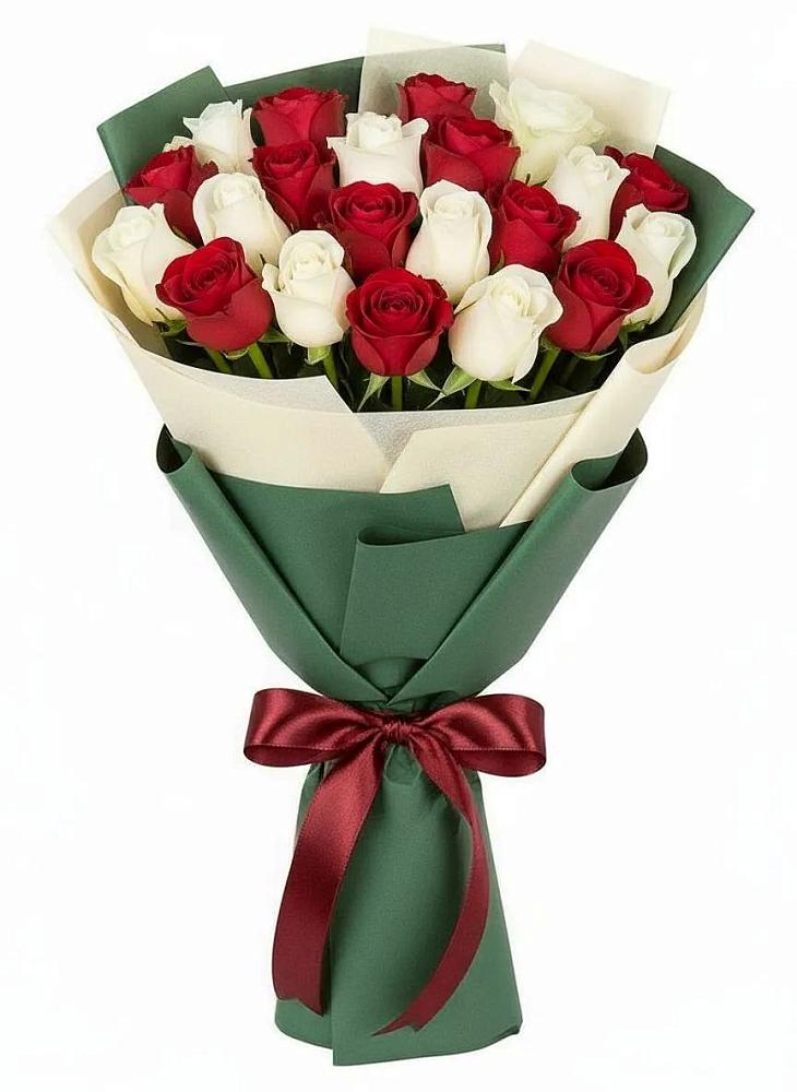 Букет Микс из красных и белых роз в Темникове