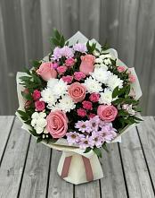 Букет цветов из:  Альстромерии, Гвоздики, Розы и Хризантемы #REPLACE_PRED# Темникове