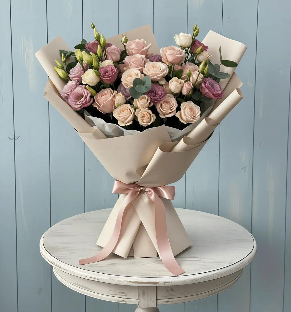 Букет цветов из: Розы и Лизиантусы в Темникове