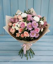Букет цветов из:  Хризантемы, Розы и Альстромерии в Темникове