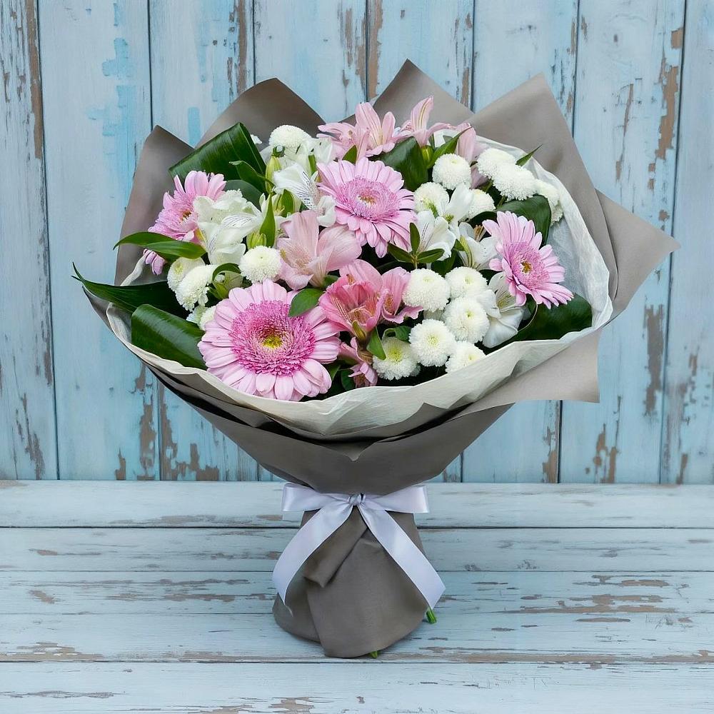 Букет цветов из: Герберы, Альстромерии и Хризантемы в Темникове