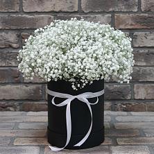 Цветочная композиция из Гипсофила в шляпной коробке в Темникове